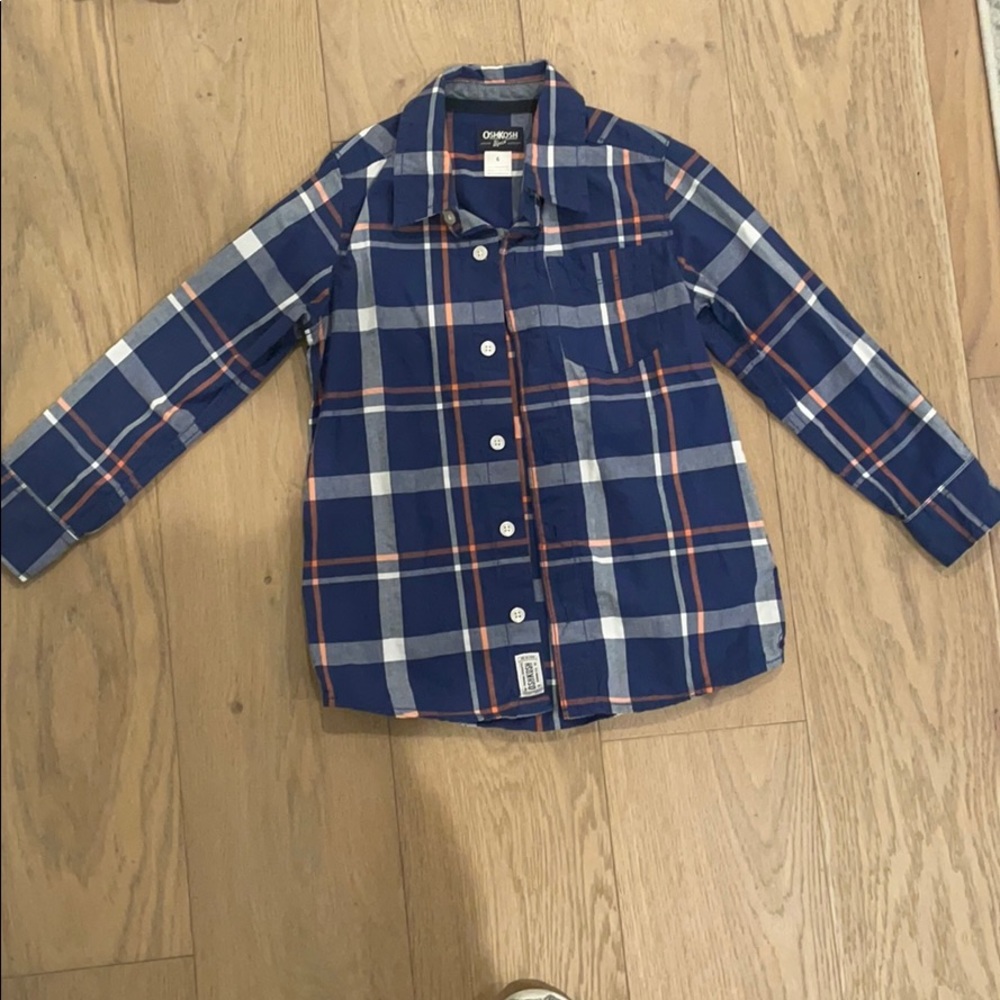 Boys OskKosh long sleeve button up plaid shirt